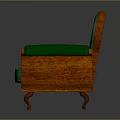Green Accent Chair With Yellow Buttons Orange Trim And Wooden Legs