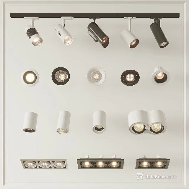 Ceiling Mounted Modern Downlights And Spotlights With Various Designs For Home Lighting 3d model 
