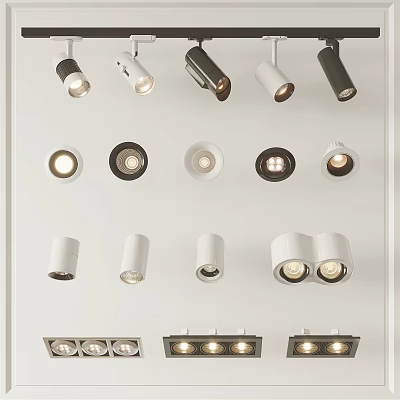 Ceiling Mounted Modern Downlights And Spotlights With Various Designs For Home Lighting 3d model