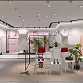 Modern Clothing Store Interior With White Mannequins Green Plants Pink Decor And Shoes
