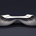 Modern Sleek Coffee Table With Curved Design And Metallic Glossy Finish