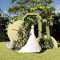 New Chinese-style Meichen Xiaozhong Wedding Background 3d model