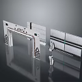 Modern Exit Gate With Metal Structure Automatic Sliding Door And Warning Stripes