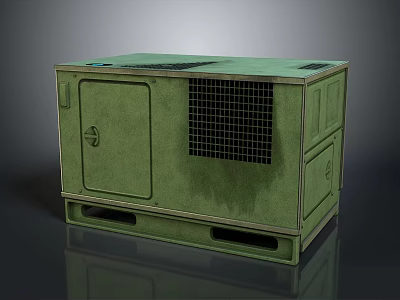 Green Industrial Equipment With Enclosed Cabinet Ventilation Grid And Sturdy Support Base 3d model