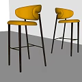 High Stool Without Armrests Bar Stool Solid Wood Bar Stool Bar Stool 3d model