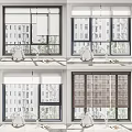 Modern floor-to-ceiling window combination 3d model