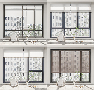 Modern floor-to-ceiling window combination 3d model