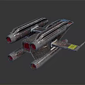 Sci Fi Spaceship Model With Multiple Metallic Tubes Detailed Design And Emblem 3d model
