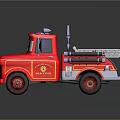 Red Electric Toy Fire Truck with Cartoon Eyes and Fire Department Logo