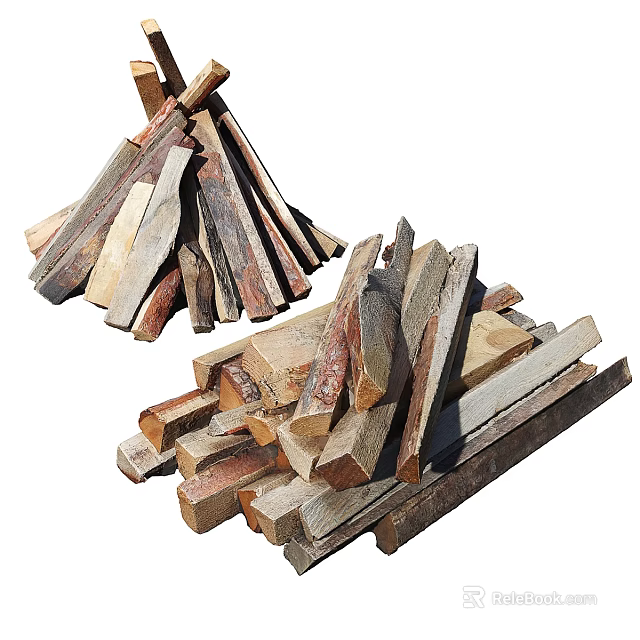 Rustic Outdoor Garden Decor With Neatly Stacked Natural Wood Logs 3d model 