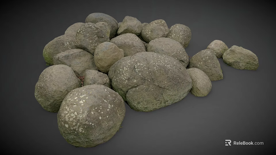 Pile Of Natural Stones In Various Sizes With Textured Surface For Decorative Use 3d model 