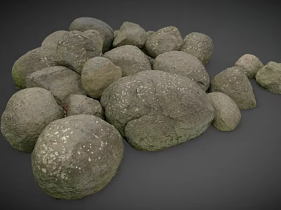 Pile Of Natural Stones In Various Sizes With Textured Surface For Decorative Use 3d model