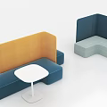 Modular Casual Sofa Set Orange Blue Light Green Curved Modern Design with Small Round Tables
