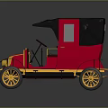 Vintage Red And Yellow Classic Car With Black Canopy Top And Yellow Wheels