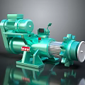 Green Industrial Pump Motor With Silver Fins Red Label And Base