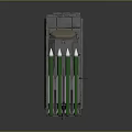 Tracked Military Weapon Vehicle System With Green Missile Launchers And Multiple Launch Tubes