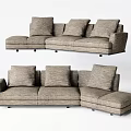 Modern Gray Sectional Sofa with Upholstered Fabric and Multiple Cushions in L Shaped Design