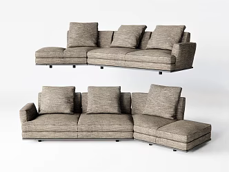 Modern multi-person sofa leisure sofa pillow 3d model