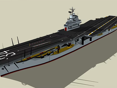 Detailed Military Aircraft Carrier Model Featuring Flight Deck Island And Deck Markings 3d model