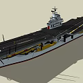 Detailed Military Aircraft Carrier Model Featuring Flight Deck Island And Deck Markings