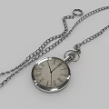 Classic Vintage Silver Pocket Watch With Roman Numeral Dial And Chain