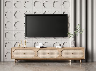 Nordic TV Cabinet Solid Wood TV Cabinet 3d model