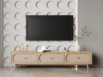 Nordic TV Cabinet Solid Wood TV Cabinet 3d model