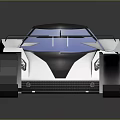 White And Black Sports Car With Sleek Design Rear Spoiler And Black Wheels