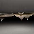 Modern Interior With Abstract Shaped Pendant Light Featuring Curved Layers And Warm Illumination
