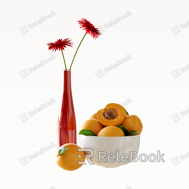 Modern peach fruit vase decoration combination model