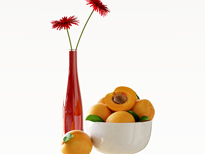 Modern peach fruit vase decoration combination model