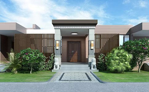 New Chinese style door head 3d model