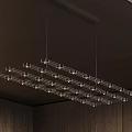 Modern Geometric Metal Frame Hanging Pendant Light From Dark Ceiling With Illuminated Linear Design 3d model