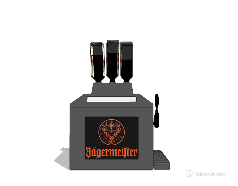Jägermeister Commercial Bar Equipment With Three Dispensing Bottles And Foot Pedal 3d model 
