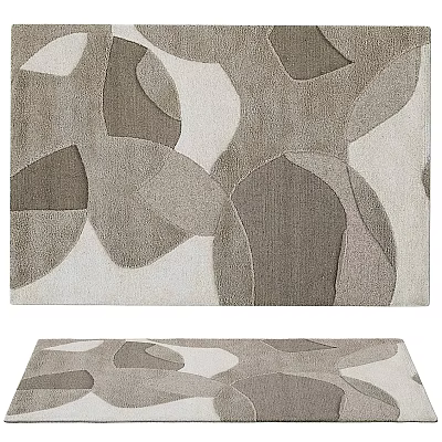 Modern Square Carpet With Abstract Geometric Patterns In Gray Beige And White Tones 3d model