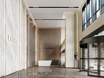 Modern Hall Hotel Lobby 3d model