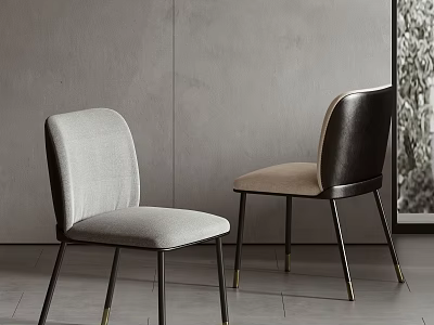 Modern Leisure Chairs With Light Gray And Dark Brown Upholstery And Metal Legs 3d model