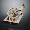 Antique Mechanical Clock with Intricate Brass Gears and Dial on Square Base