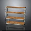 Modern Four Tiered White Frame Shelving Unit With Orange Wooden Surface 3d model