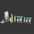 Stainless Steel Industrial Equipment With Conical Tanks Pipes And Valves