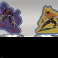Two Stylish Decorative Figurines With Colorful Cartoon Characters On Light Up Bases