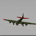 Detailed Green Military Airplane Model With Red Wings Tail And White Star Emblem