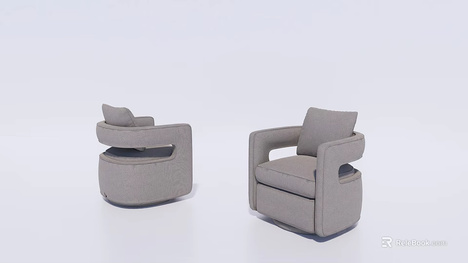 Modern Light Gray Single Seater Sofa With Sleek Armrests And Comfortable Cushions 3d model