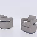 Modern Light Gray Single Seater Sofa With Sleek Armrests And Comfortable Cushions 3d model