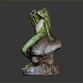 Decorative Frog Statue Sitting On Mushroom Base Holding Small Ball 3d model