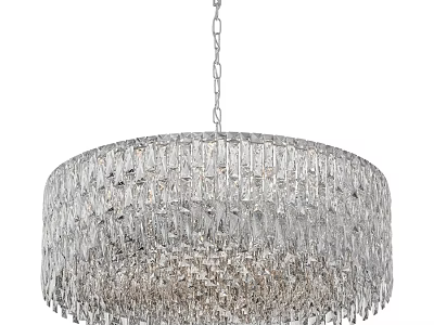 Elegant Round Crystal Chandelier With Sparkling Hanging Chains And Decorative Design 3d model