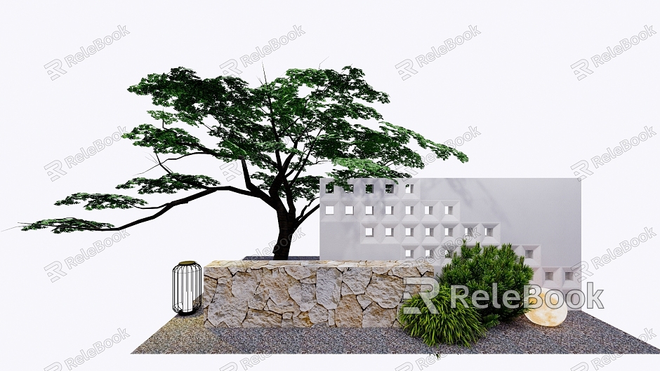 Modern courtyard entrance wall model