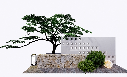 Modern courtyard entrance wall 3d model