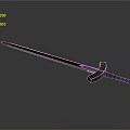 Detailed Decorative Sword With Blue Blade Golden Hilt And Blue Pommel Design