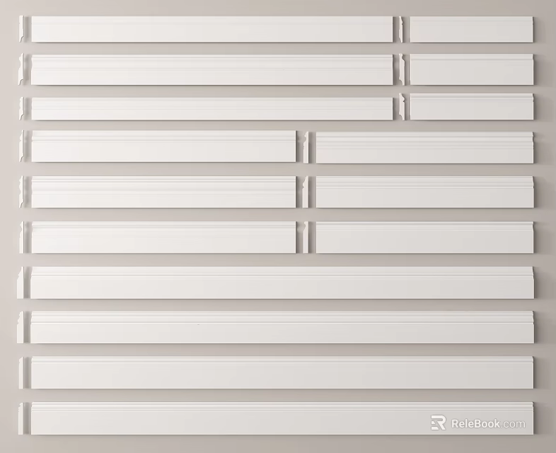 White Horizontal Decorative Building Components For Interior Wall Design Elements 3d model 